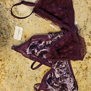 2 For 1! Nwt Soma Velvet & VS Lace Purple Bralette Set! W Sz. L | Fairycore